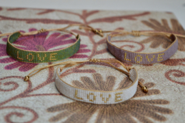 Beaded Love Bracelet / Emerald Bees