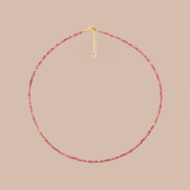 Rhodonite Beaded Gold Vermeil Necklace