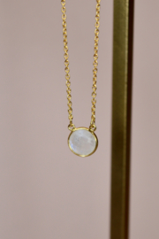 Round Moonstone Necklace Gold Vermeil
