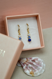 Blue Ombre Drop Oorbel  - Gold Plated