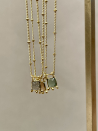 Square Pink Moonstone Gold Vermeil Necklace / Muja Juma