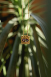 Turkish Eye Amethyst Necklace Gold Plated