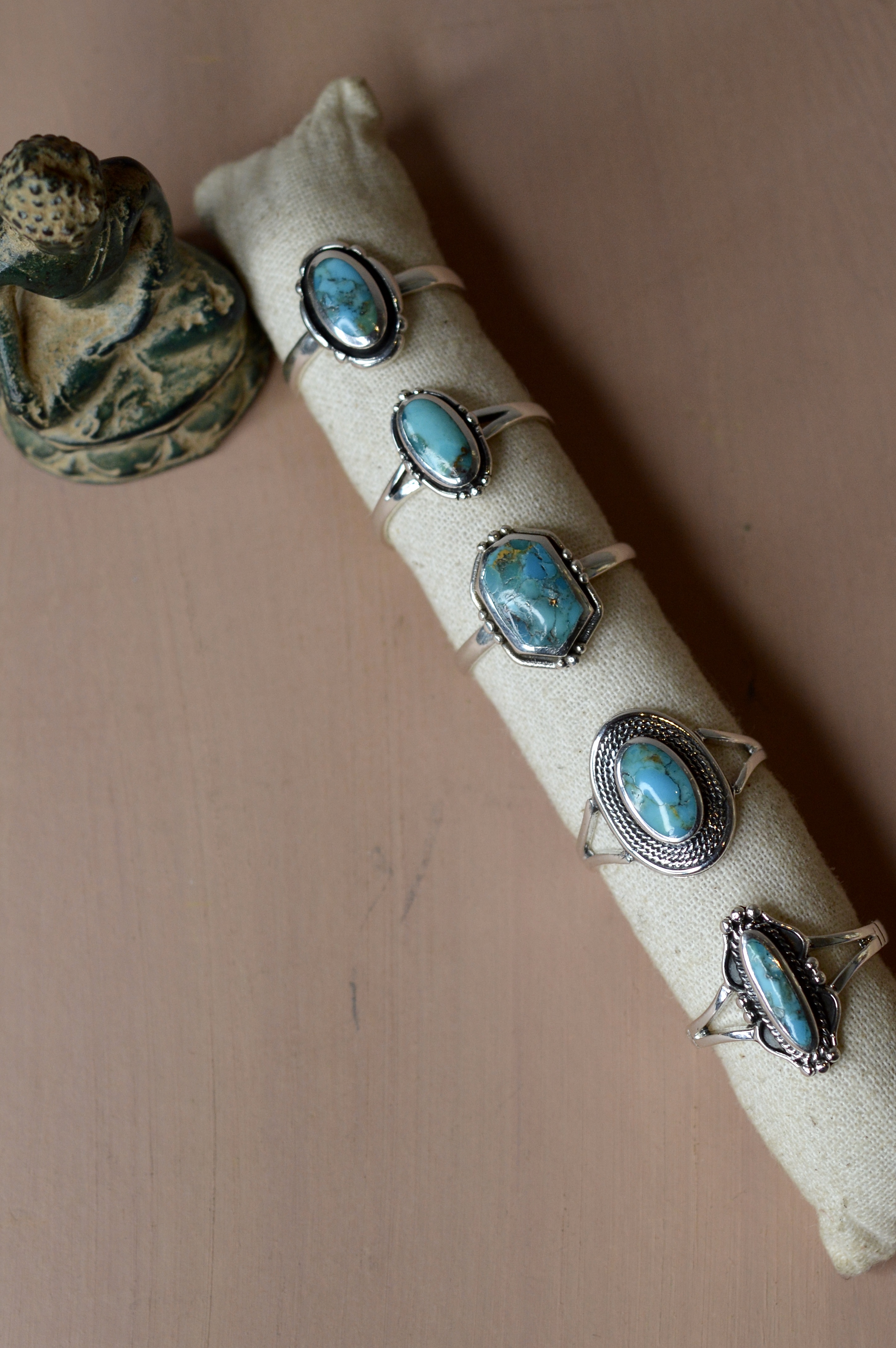 Native Mohave Turquoise Ring Sterling Silver