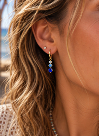 Blue Ombre Drop Oorbel  - Gold Plated