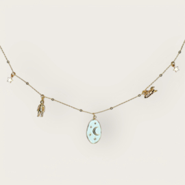 To The Moon Charm Necklace Gold Plated