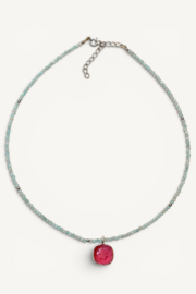 Amazoniet en Roze Toermalijn Ketting - Sterling Silver