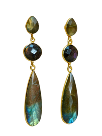 Labradoriet Indira Oorbellen - Gold Plated