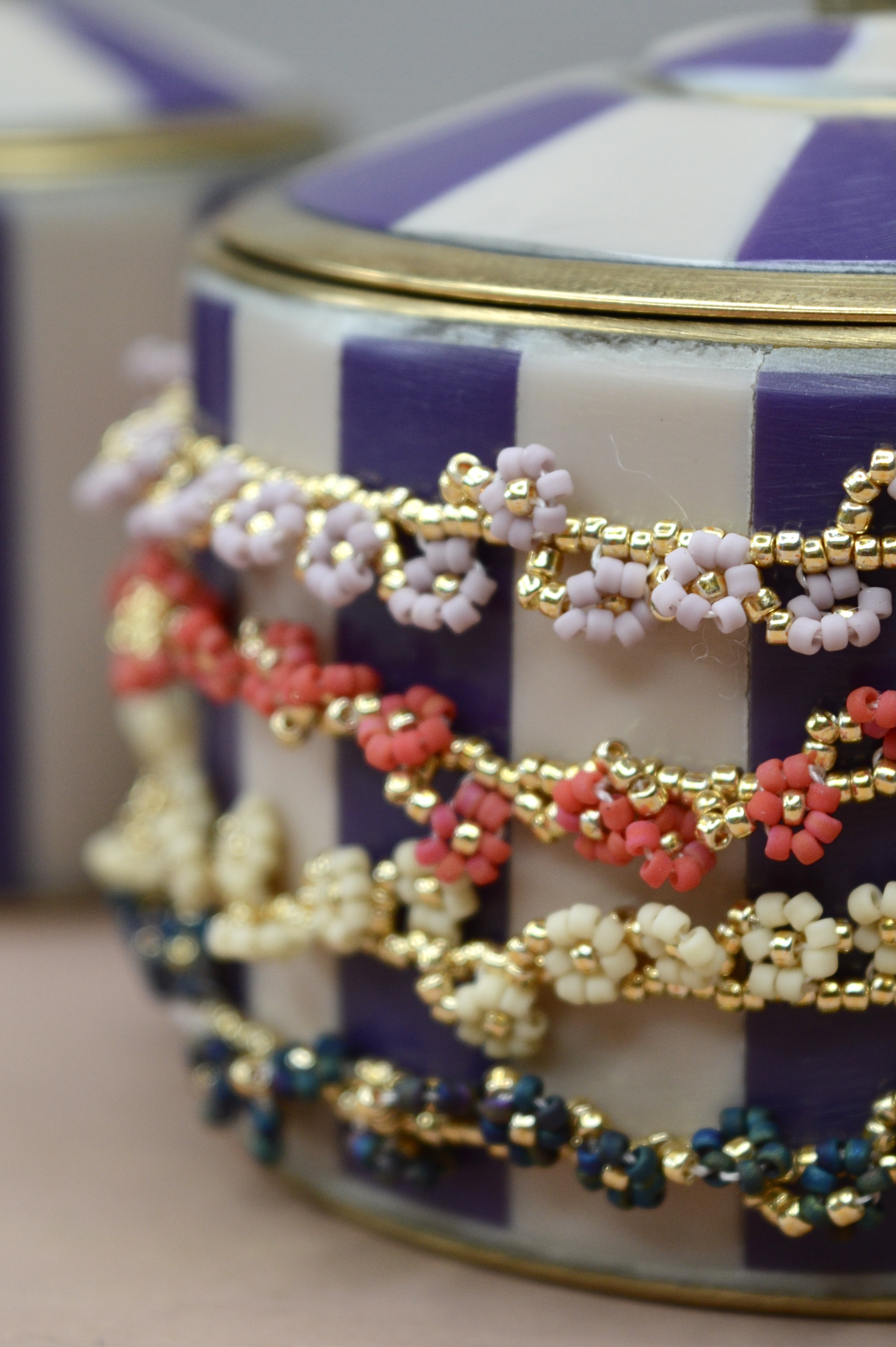 Beaded Multi Flowers Bracelet/ Anklet  Cherry