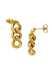 Curb Link Oorstekers - Stainless Steel Goud