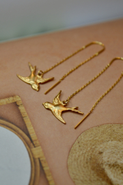 Brass Swallow Earchains