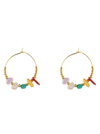 Solana Gemstone Hoops Earrings - Stainless Steel Gold
