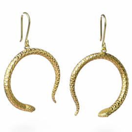 Moon Shaped Snake Earrings Brass