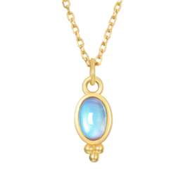 Oval 3-Dots Moonstone Necklace Gold Vermeil