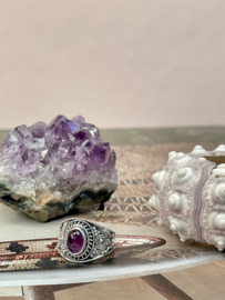 Amethyst Boho Ring Sterling Silver