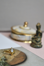 Moonstone Drop Chevron Ring Gold Vermeil