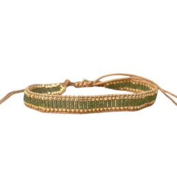Beaded Bracelet Emerald Bees