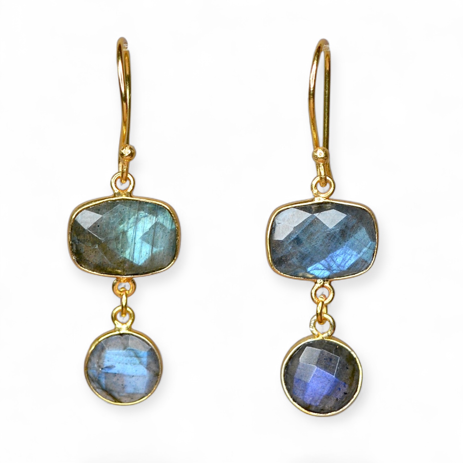 Nayana Drops Labradorite Earrings Gold Plated