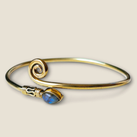 Tribal Brass & Labradorite Bangle