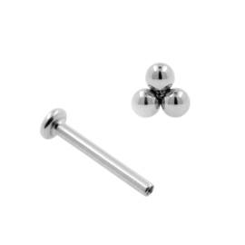 3 Balletjes Labret Piercing - Titanium Zilver