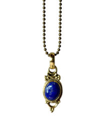 Boho Oval Gemstone Pendant Brass