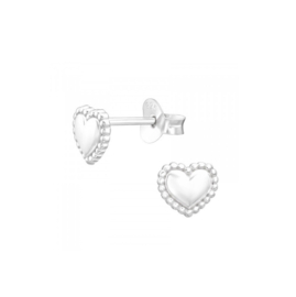 Dotted Heart Studs Sterling Silver Oorstekers