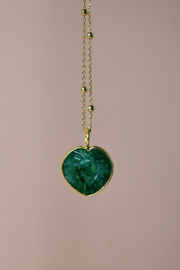 Gesneden Robijn Hart Ketting - Gold Plated