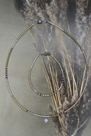 La Tarifa Natural Beaded  Set / Green Silver