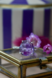 Faceted Amethyst Ring Sterling Silver