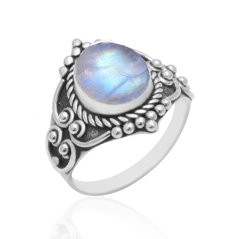 Moonstone Boho Ring Sterling Silver