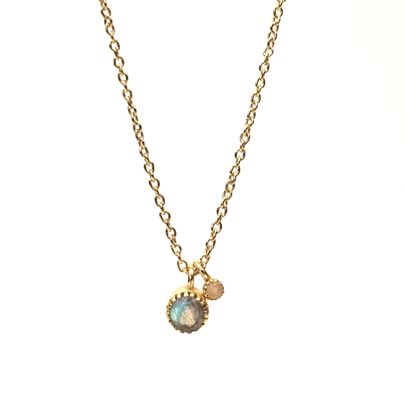 Labradorite / Moonstone Gold Vermeil Necklace / Muja Juma