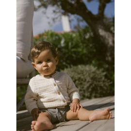 Lil Atelier Frako gebreid Newborn vestje - Turtledove