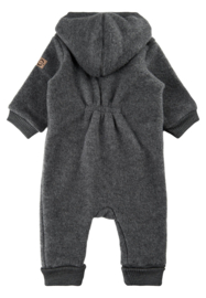 Mikk-line | Merinowollen baby suit met capuchon | Anthraciet melange