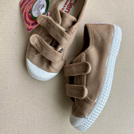 Cienta  | Canvas kinderschoenen met dubbele velcro straps | Beige