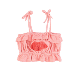 Piupiuchick | Roze top met bandjes en "Lips" print