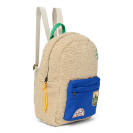 Studio Noos Teddy Midi Rugzak -  Ecru + Cobalt