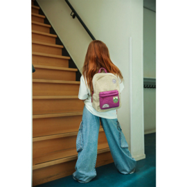 Studio Noos Teddy Midi Rugzak -  Ecru + Purple