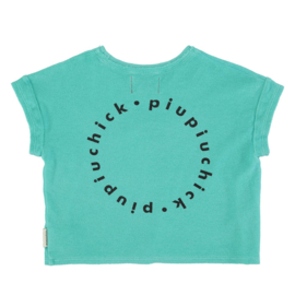 Piupiuchick Turkoois terry t-shirt  - Logo print
