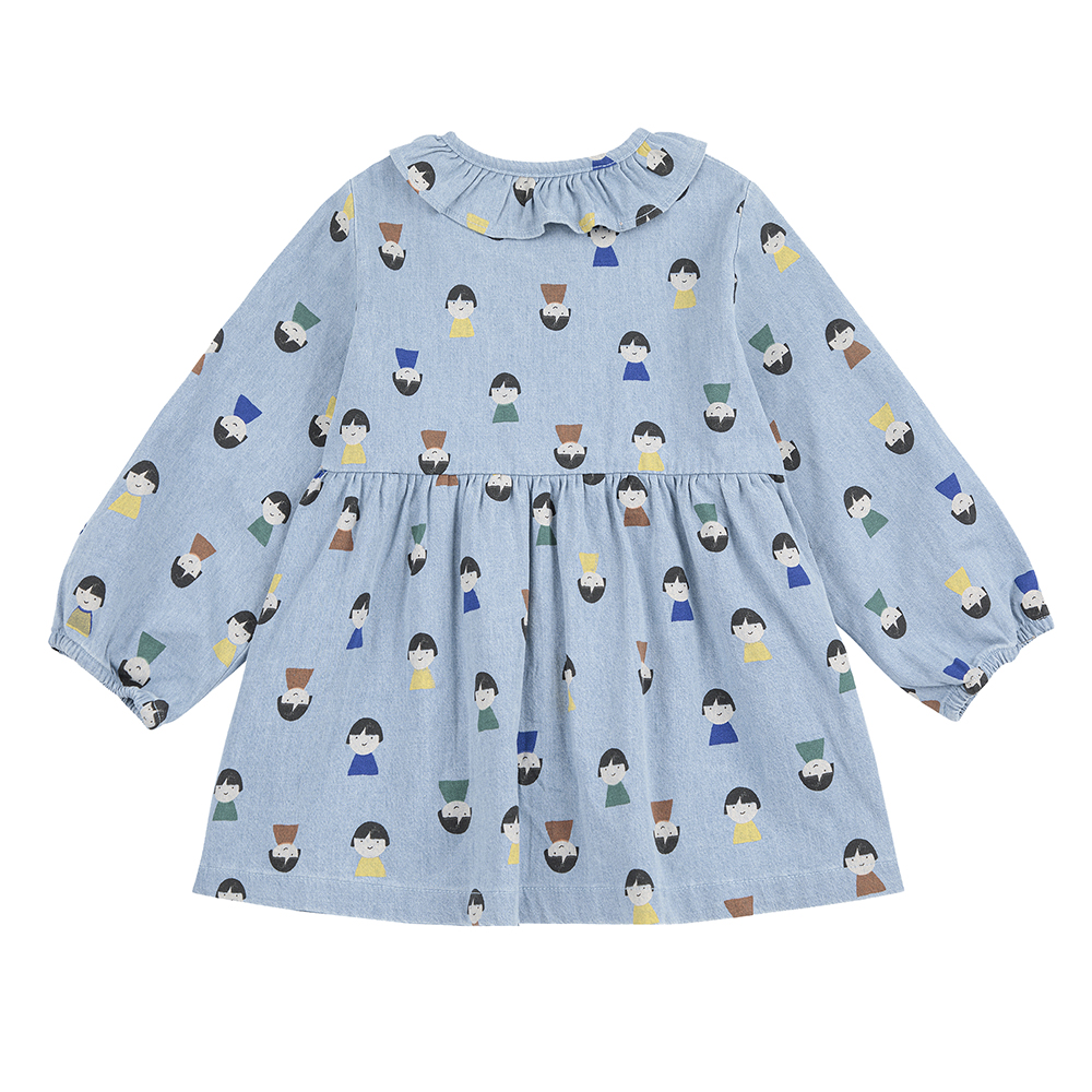 Bobo Choses Game Pawns all over light denim baby dress