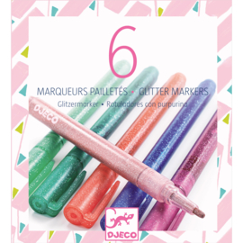 Djeco 6 Glitter Markers Sweet DJ08877 | 6+