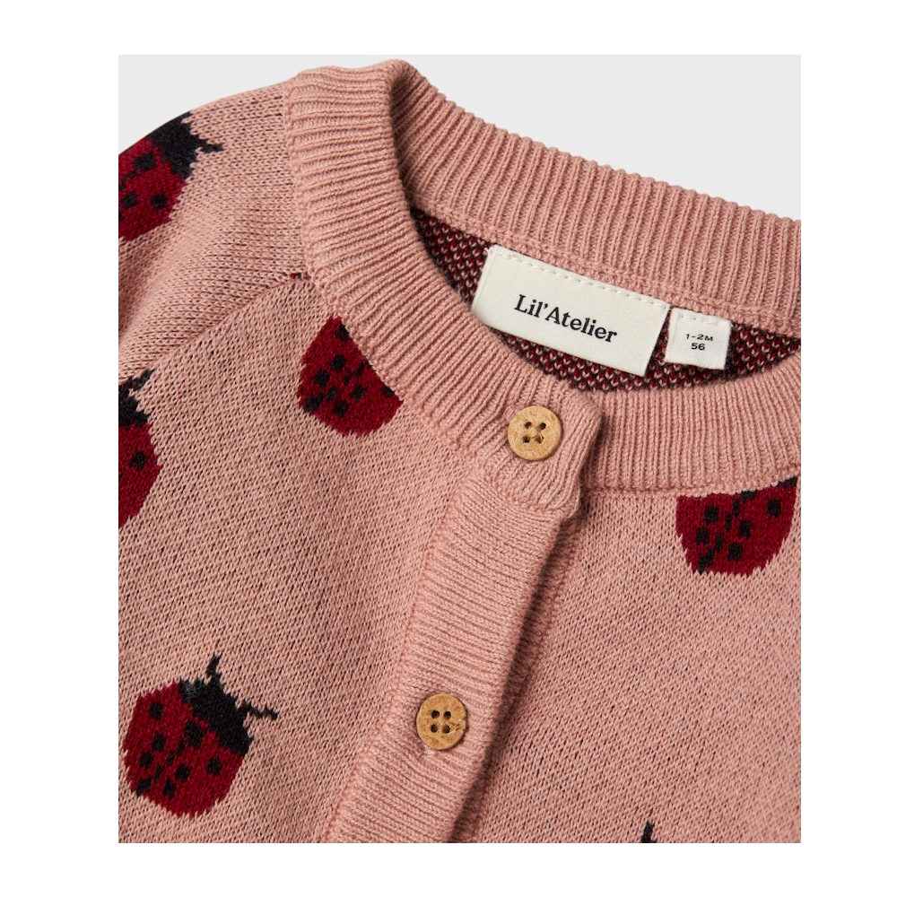 Lil Atelier newborn jacquard vestje Lulio  -  Misty Rose