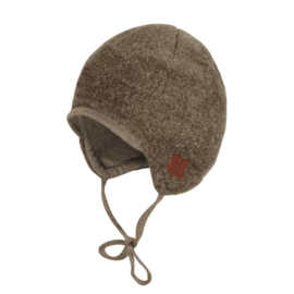Maximo wolfleece babymutsje  -  Bruin Melange