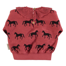 Piupiuchick | Baby sweatshirt | Oud roze met paardjes