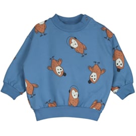 Lotiekids | Baby sweatshirt | Blauw met a.o.p. Owl