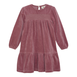 Enfant Roze Velours Jurk met smock