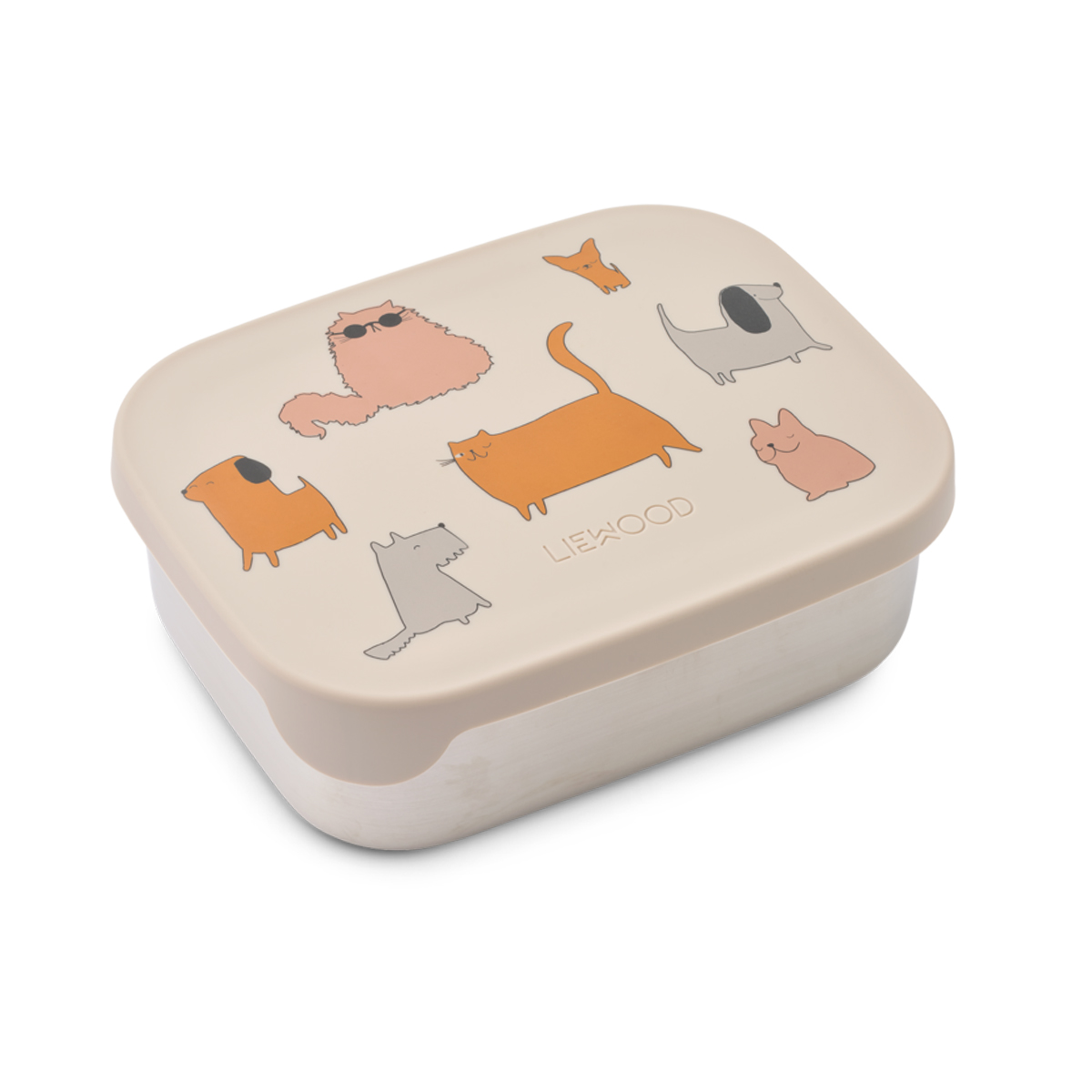 Liewood Arthur RVS Lunchbox  -  Cats and Dogs