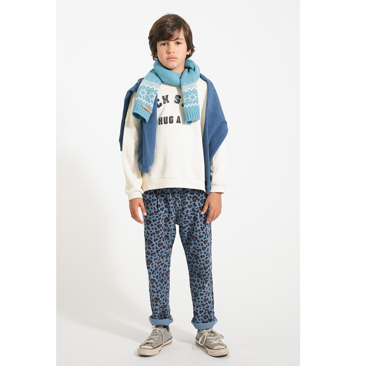 Piupiuchick  Blauwe Corduroy Broek - Animal print