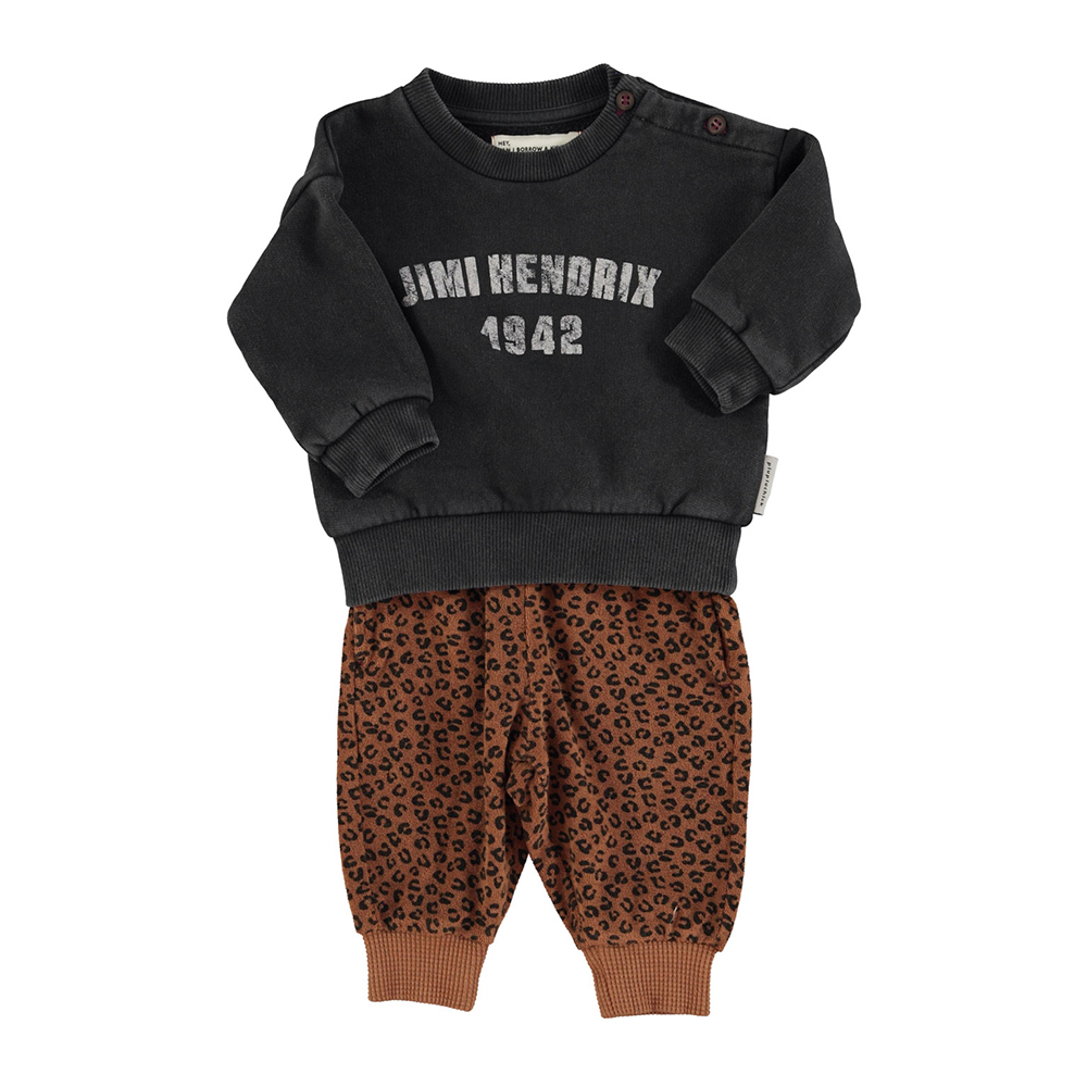 Piupiuchick Babysweater -  Faded Black met Jimi Hendrix print