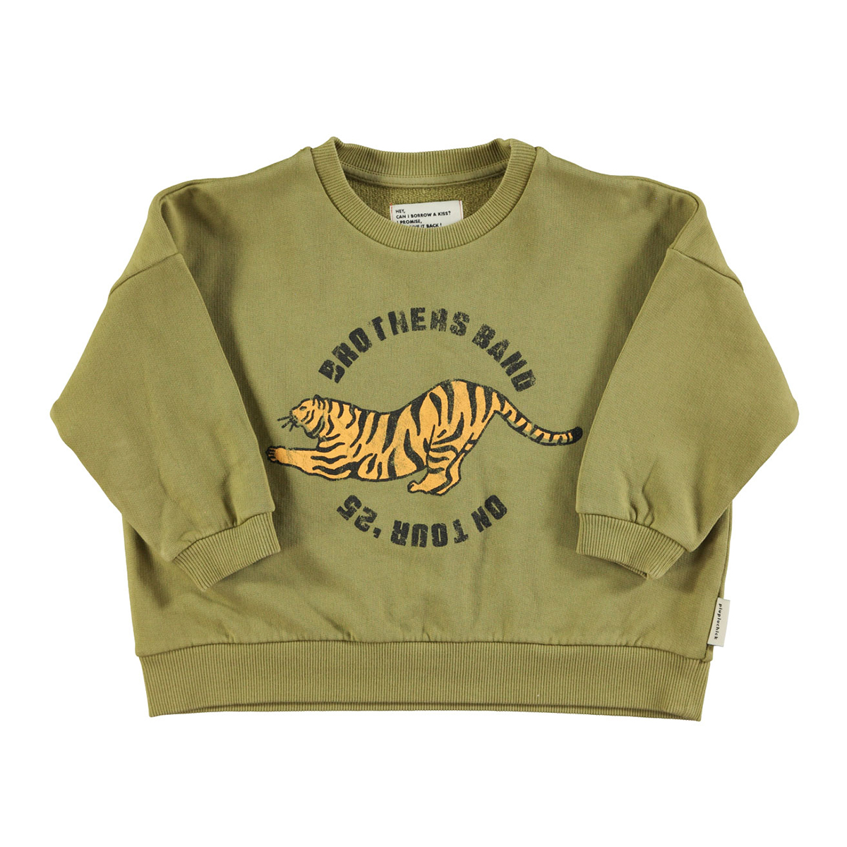 Piupiuchick Olijfgroene Sweater met Tijger