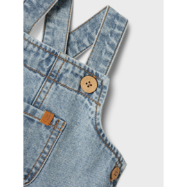 Lil Atelier Hilbert korte baby overall - Light Blue denim