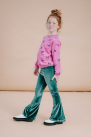 Sproet & Sprout | Flare pants Velvet groen | Evergreen